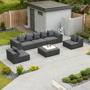 Nova Outdoor Fabric Dark Grey Buddha Aluminium 3 Seater Sofa Set with Footstool Nova Outdoor Fabric Dark Grey Buddha Aluminium 3 Seater Sofa Set with Footstool