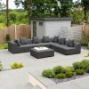 Nova Outdoor Fabric Dark Grey Buddha Aluminium 3 Seater Sofa Set with Footstool