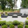 Nova Outdoor Fabric Dark Grey Buddha Aluminium 3 Seater Sofa Set with Footstool