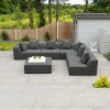 Nova Outdoor Fabric Dark Grey Buddha Aluminium 3 Seater Sofa Set with Footstool