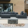 Nova Outdoor Fabric Dark Grey Buddha Aluminium 3 Seater Sofa Set with Footstool