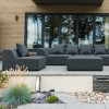 Nova Outdoor Fabric Dark Grey Buddha Aluminium 3 Seater Sofa Set with Footstool