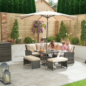 Nova Garden Furniture Cambridge Brown Weave Compact Corner Dining Set with Parasole Hole Nova Garden Furniture Cambridge Brown Weave Compact Corner Dining Set with Parasole Hole