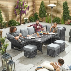 Nova Garden Furniture Cambridge Grey Weave Left Hand Reclining Corner Dining Set with Parasol Hole Nova Garden Furniture Cambridge Grey Weave Left Hand Reclining Corner Dining Set with Parasol Hole