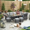 Nova Garden Furniture Cambridge Grey Weave Left Hand Reclining Corner Dining Set with Parasol Hole