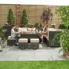 Nova Garden Furniture Cambridge Brown Weave Right Hand Corner Dining Sofa Set with Rising Table