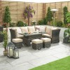 Nova Garden Furniture Cambridge Brown Weave Right Hand Corner Dining Sofa Set with Rising Table