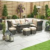 Nova Garden Furniture Cambridge Brown Weave Right Hand Corner Dining Sofa Set with Rising Table