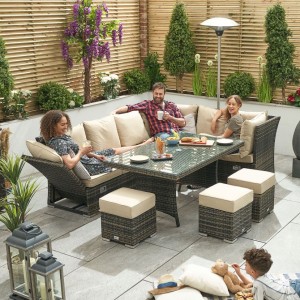 Nova Garden Furniture Cambridge Brown Weave Right Hand Reclining Corner Dining Set with Parasol Hole Nova Garden Furniture Cambridge Brown Weave Right Hand Reclining Corner Dining Set with Parasol Hole