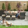 Nova Garden Furniture Cambridge Brown Weave Right Hand Reclining Corner Dining Set with Parasol Hole