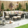 Nova Garden Furniture Cambridge Brown Weave Right Hand Reclining Corner Dining Set with Parasol Hole