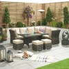 Nova Garden Furniture Cambridge Brown Weave Right Hand Reclining Corner Dining Set with Parasol Hole