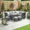 Nova Garden Furniture Cambridge Grey Right Hand Rattan Corner Dining Set with Rising Table