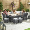 Nova Garden Furniture Cambridge Grey Weave Right Hand Reclining Corner Dining Set with Firepit