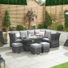 Nova Garden Furniture Cambridge Grey Weave Right Hand Reclining Corner Dining Set with Firepit