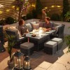 Nova Garden Furniture Cambridge Grey Weave Right Hand Reclining Corner Dining Set with Firepit