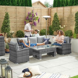 Nova Garden Furniture Cambridge Grey Weave 3 Seater Sofa Dining Set with Rising Table Nova Garden Furniture Cambridge Grey Weave 3 Seater Sofa Dining Set with Rising Table