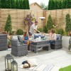 Nova Garden Furniture Cambridge Grey Weave 3 Seater Sofa Dining Set with Rising Table