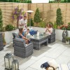 Nova Garden Furniture Cambridge Grey Weave 3 Seater Sofa Dining Set with Rising Table