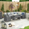 Nova Garden Furniture Cambridge Grey Weave 3 Seater Sofa Dining Set with Rising Table