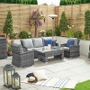 Nova Garden Furniture Cambridge Grey Weave 3 Seater Sofa Dining Set with Rising Table