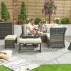 Nova Garden Furniture Cambridge Brown Weave Compact Reclining Corner Dining Set with Rising Table