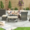 Nova Garden Furniture Cambridge Brown Weave Compact Reclining Corner Dining Set with Rising Table