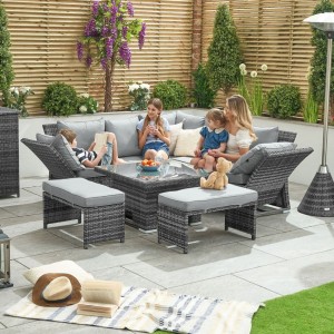 Nova Garden Furniture Cambridge Grey Weave Compact Reclining Corner Dining Set with Rising Table Nova Garden Furniture Cambridge Grey Weave Compact Reclining Corner Dining Set with Rising Table