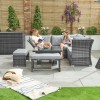 Nova Garden Furniture Cambridge Grey Weave Compact Reclining Corner Dining Set with Rising Table