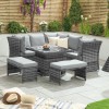 Nova Garden Furniture Cambridge Grey Weave Compact Reclining Corner Dining Set with Rising Table