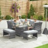 Nova Garden Furniture Cambridge Grey Weave Compact Reclining Corner Dining Set with Firepit