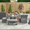 Nova Garden Furniture Cambridge Grey Weave Compact Reclining Corner Dining Set with Firepit