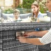 Nova Garden Furniture Cambridge Grey Weave Compact Reclining Corner Dining Set with Firepit