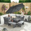 Nova Garden Furniture Cambridge Grey Weave Compact Reclining Corner Dining Set with Parasol Hole