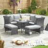 Nova Garden Furniture Cambridge Grey Weave Compact Reclining Corner Dining Set with Parasol Hole