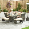 Nova Garden Furniture Cambridge Brown Weave Compact Reclining Corner Dining Set with Firepit