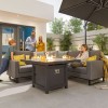 Nova Outdoor Fabric Eclipse Light Grey Compact Corner Dining Set with Firepit Table