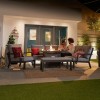 Nova Outdoor Fabric Vogue Grey Frame Aluminium Corner Dining Set with Firepit Table and Armchair and Bench