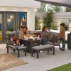 Nova Outdoor Fabric Vogue Grey Frame Aluminium Corner Dining Set with Firepit Table and Benches