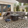 Nova Outdoor Fabric Vogue Grey Frame Aluminium Corner Dining Set with Firepit Table and Lounge Chairs