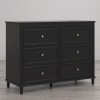 Piper Wooden Furniture Black 6 Drawer Dresser