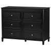 Piper Wooden Furniture Black 6 Drawer Dresser