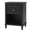 Piper Wooden Furniture Black Nightstand With Drawer