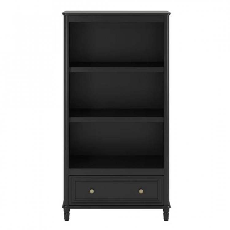 Piper Wooden Furniture Black Bookcase, Black Bookcase With Doors And Drawers