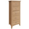 Exeter Light Oak Furniture 5 Drawer Narrow Chest