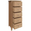 Exeter Light Oak Furniture 5 Drawer Narrow Chest