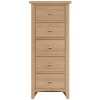 Exeter Light Oak Furniture 5 Drawer Narrow Chest