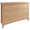 Exeter Light Oak Furniture 6 Drawer Wide Chest