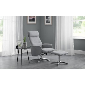 Julian Bowen Furniture Aria Grey Linen Recliner and Stool Set Julian Bowen Furniture Aria Grey Linen Recliner and Stool Set
