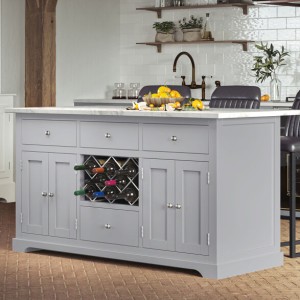 Baumhaus Furniture Grey Kitchen Island With White Granite Worktop Baumhaus Furniture Grey Kitchen Island With White Granite Worktop CKI01A-W